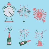 Minimal Merry Christmas and new year. stickers for design. set of christmas elements. vector