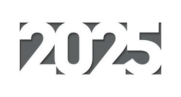 Clean, overlapping white 2025 numerals on a gray background, showcasing a modern minimalist style. vector
