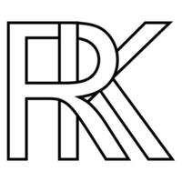 Logo sign rk kr icon double letters logotype r k vector