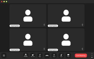 The app screen shows four people on a computer vector