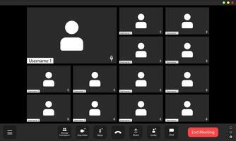 A computer screen showing several people on a call vector