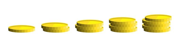 A series of yellow coins stacked on top of each other vector