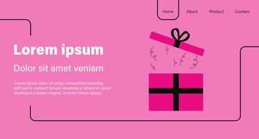 Pink gift box with a gift inside on a pink background vector