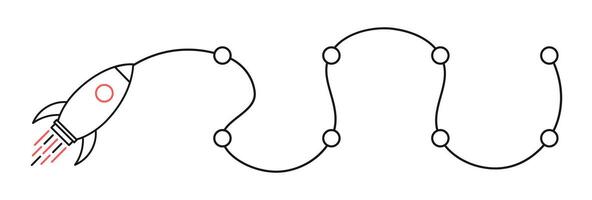 A drawing of a rocket with a string attached to it vector