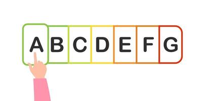 A person pointing at a colorful alphabet board vector