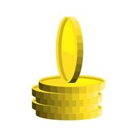 A stack of gold coins on a white background vector