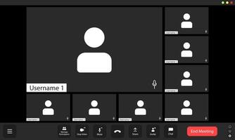 A computer screen showing several people on a call vector