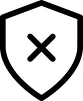Minimalist Black and White Shield Close Icon. Perfect for Web Design, App Interfaces, and Digital Branding, Representing Security Warnings, Access Restrictions, and Data Protection for User Safety vector