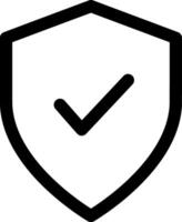 Minimalist Black and White Shield Check Icon. Perfect for Web Design, App Interfaces and Digital Branding, Representing Verified Security, Data Protection and Trustworthy Services for User Assurance vector