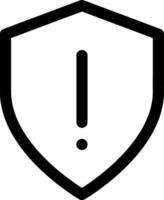 Minimalist Black and White Shield Alert Icon. Perfect for Web Design, App Interfaces, and Digital Branding, Representing Security Warnings, Threat Alerts, and System Notifications for User Safety vector