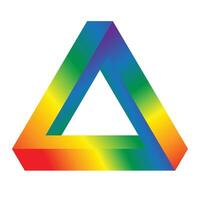 The abstract Pride color triangle overlap on a white background. The Penrose triangle. vector