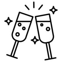 Two glasses of champagne with stars on them vector