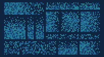 Dark blue Light Abstract pixels shape. Technology background for computer graphic website internet. Set of abstract pixelated color rectangle and square vector
