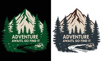 Two different designs for adventure and it waits to go vector