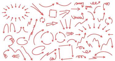 A collection of red doodles on a white background vector