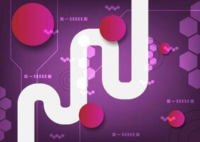 Business and technology concept. Purple circle line with hexagonal shape on a light purple background. Internet network and communication. For the backdrop, banner and website. vector