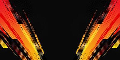Sport Banner or Poster Design with Orange Gradient Brush Strokes and Halftone Effect. Abstract Background Design in Grunge Style vector