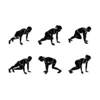 Burpees Illustration - and Linocut Silhouette Design vector