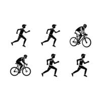 Cycling and Linocut Silhouette Design vector
