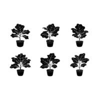 Fiddle Leaf Fig Design with and Linocut Silhouette Style vector