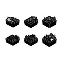 Veggie Platter Box and Linocut Silhouette Design vector