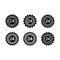 24-Hours Service and Linocut Silhouette Design vector