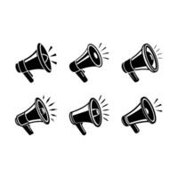 Announcement Loudspeaker and Linocut Silhouette Design vector