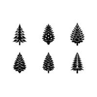 Frosted Pine Icicles and Linocut Silhouette Design vector