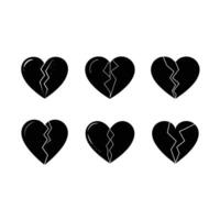 Broken Heart Icon and Linocut Silhouette Design vector