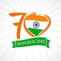 Creative 70th anniversary number with heart shape, holiday design for India vector
