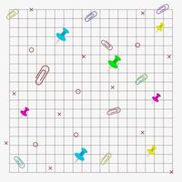 School education. Colored school background on a checkered sheet. Collection of thin line school icons. vector