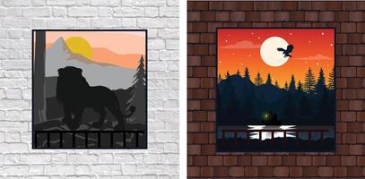 Sunset thru window vector
