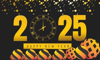Happy new year 2025 design. fold gold color gradient. Holiday concept. suitable for placard, background, Greeting Card, Poster design template with text inscription, standard Social Media Post. vector