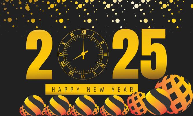 Happy new year 2025 design. fold gold color gradient. Holiday concept. suitable for placard, background, Greeting Card, Poster design template with text inscription, standard Social Media Post.