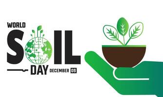 World Soil Day 5 December banner. Importance of healthy soil and soil resources. Palms with soil. Greener the world environment. illustration vector