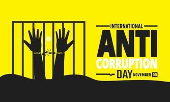 International anti corruption day background with a world map and rejecting hand vector