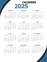 Calendar 2025 in White Background vector