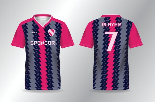 blue and pink zig zag pattern sport jersey for football and soccer template