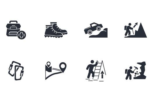 alpinismo icono establecer...editable trazo.lineal estilo firmar para utilizar web diseño,logotipo.símbolo ilustración. vector