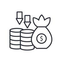 financial loss icon. .Editable stroke.linear style sign for use web design,logo.Symbol illustration. vector