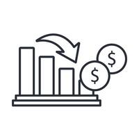 market crash icon. .Editable stroke.linear style sign for use web design,logo.Symbol illustration. vector