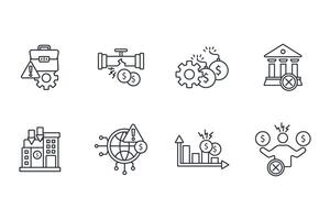 Business failure icon set..Editable stroke.linear style sign for use web design,logo.Symbol illustration. vector