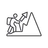 Hiking icon. .Editable stroke.linear style sign for use web design,logo.Symbol illustration. vector
