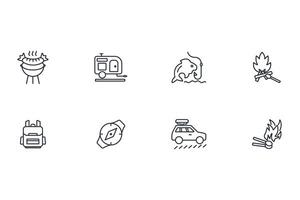 Camping icon set..Editable stroke.linear style sign for use web design,logo.Symbol illustration. vector