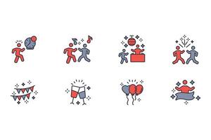 New year icon set..Editable stroke.linear style sign for use web design,logo.Symbol illustration. vector