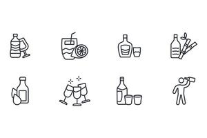 Drinks icon set..Editable stroke.linear style sign for use web design,logo.Symbol illustration. vector