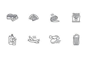 Fast food icon set..Editable stroke.linear style sign for use web design,logo.Symbol illustration. vector