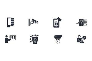 Home security icon set..Editable stroke.linear style sign for use web design,logo.Symbol illustration. vector