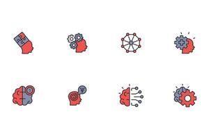 Brain icon set..Editable stroke.linear style sign for use web design,logo.Symbol illustration. vector