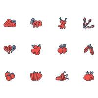 Vegetables icon set..Editable stroke.linear style sign for use web design,logo.Symbol illustration. vector